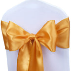 Satin Chair Sashes Ties - Babenest Upgraded 50 Pcs Chair Ribbons Bows For Wedding Banquet Party Christmas Baby Shower Events Decoration (Gold)
