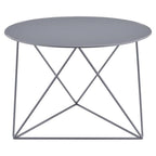 Acme Epidia Metal Accent Table with Round Top and Geometric Base in Gray