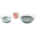Beaba 3Piece Suction Glass Set, Glass Bowl And Plate Set  Baby + Toddler Dinnerware Set For Baby Food, Baby Plate, Baby Bowl, 