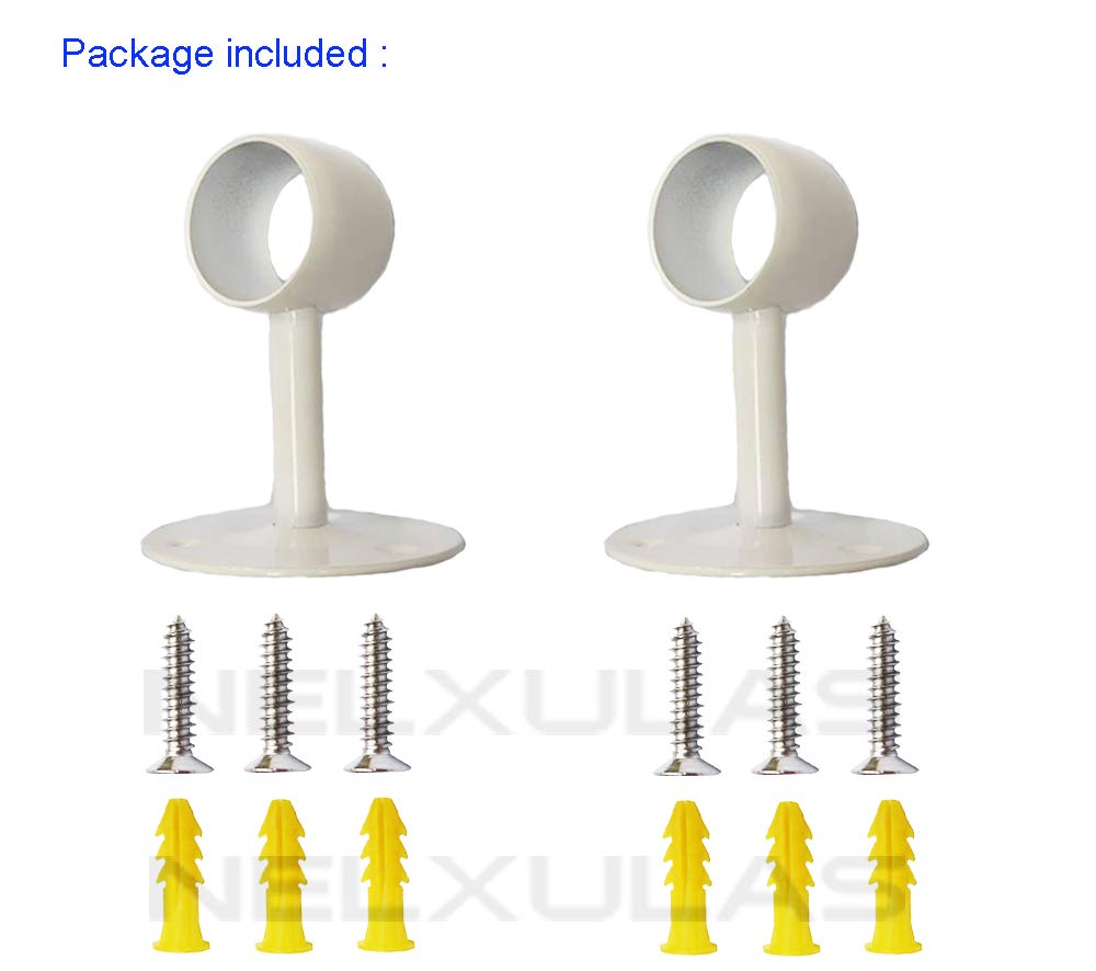 Nelxulas Stainless Steel Heavy Duty Closet Rod,Curtain Rod End Supports Socket, Flange Rod Holder Closet Pole With Matching Scre