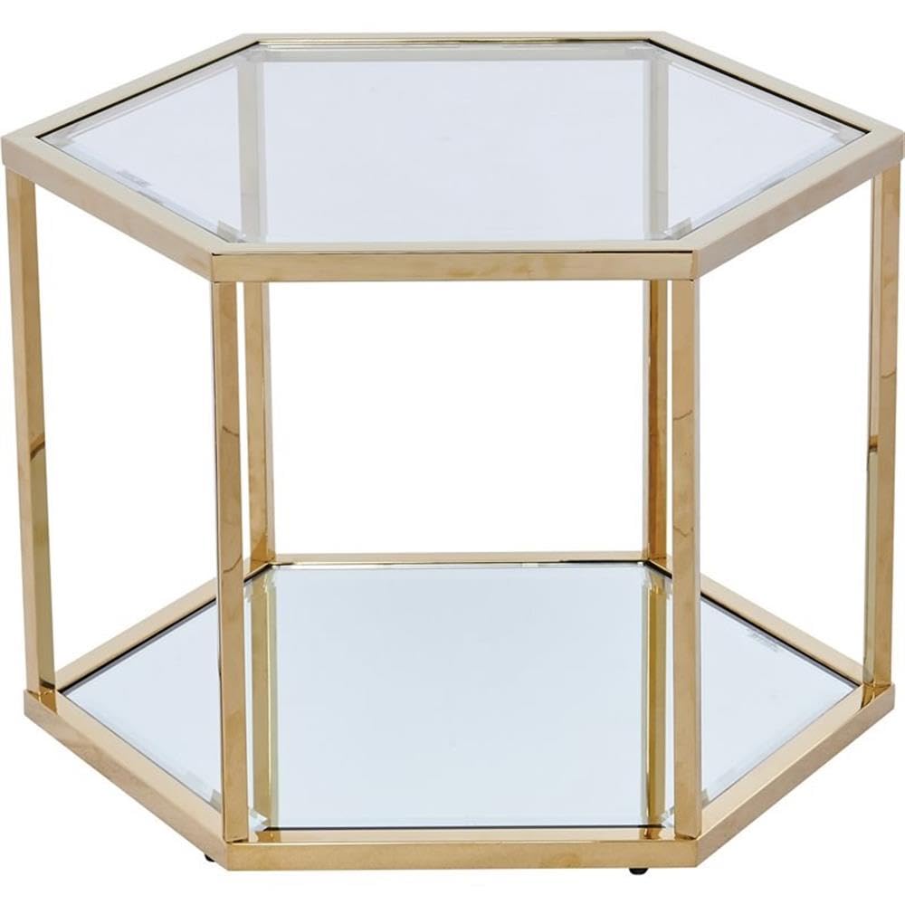 Best Master Furniture Radha 24&Quot; Hexagonal Modern Glass Coffee Table In Gold