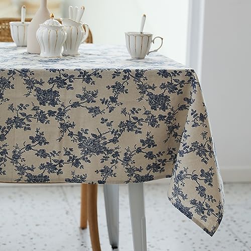 Pastoral Rectangle Tablecloth - 60 X 102 Inch - Linen Fabric Table Cloth - Washable Table Cover With Dust-Proof Wrinkle Resistan