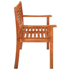 vidaXL Solid Eucalyptus Wood 2-Seater Patio Bench with Cushion Garden Outdoor Balcony Backyard Terrace Lounge Seating Wooden Furniture 47.2"