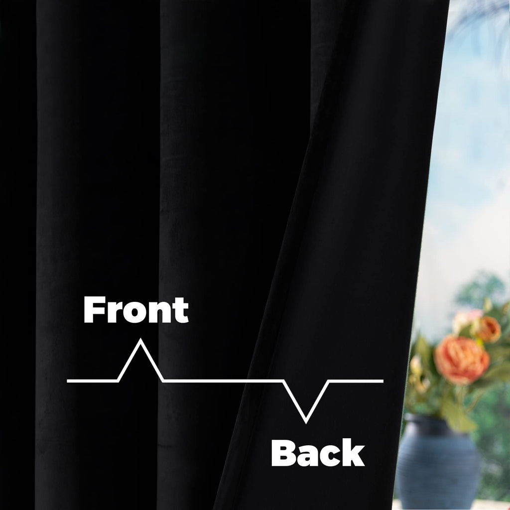 Bgment Halloween Black Velvet Blackout Curtains For Living Room, 84 Inches Long Thermal Insulated Curtains Noise Reduce Back Tab