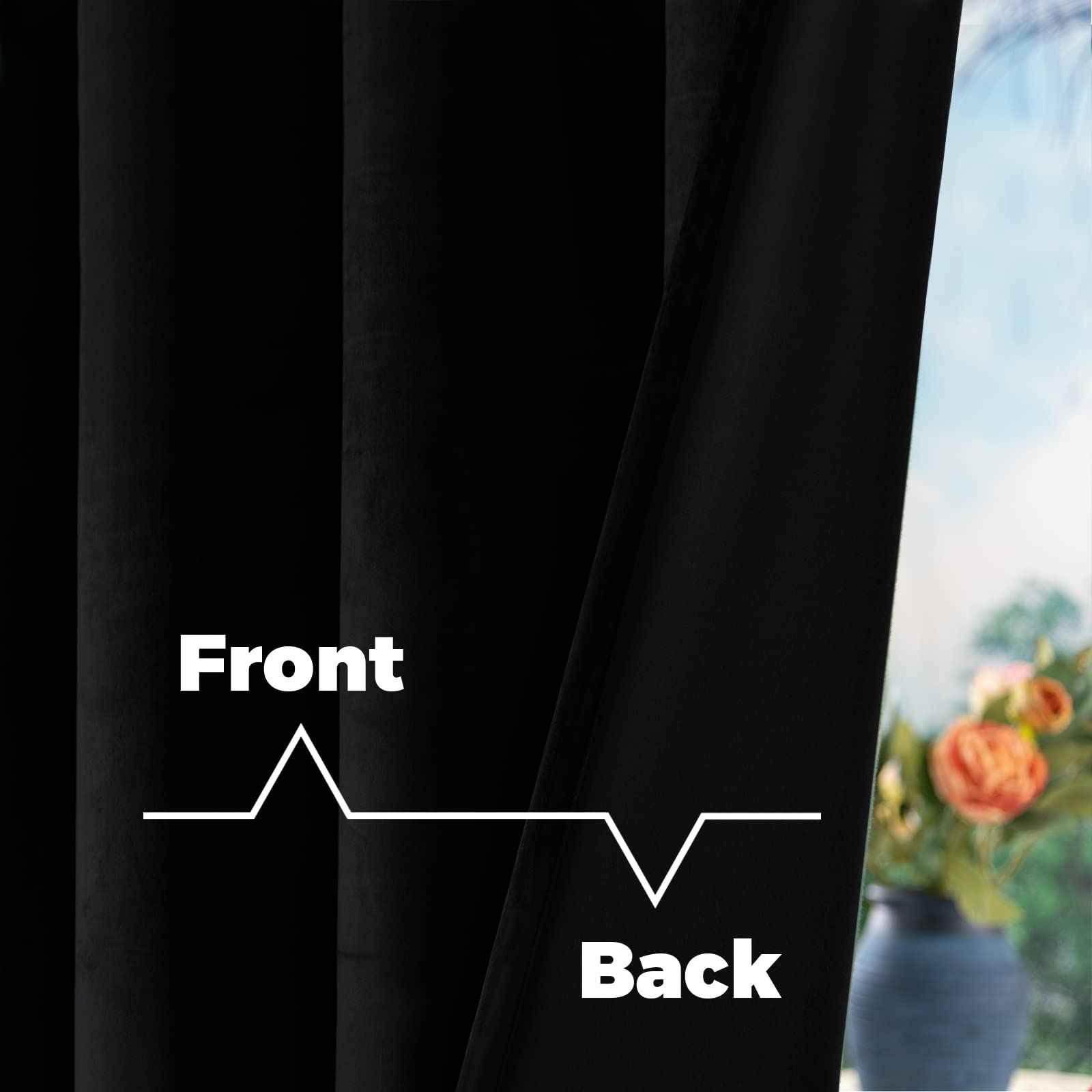 Bgment Halloween Black Velvet Blackout Curtains For Living Room, 84 Inches Long Thermal Insulated Curtains Noise Reduce Back Tab