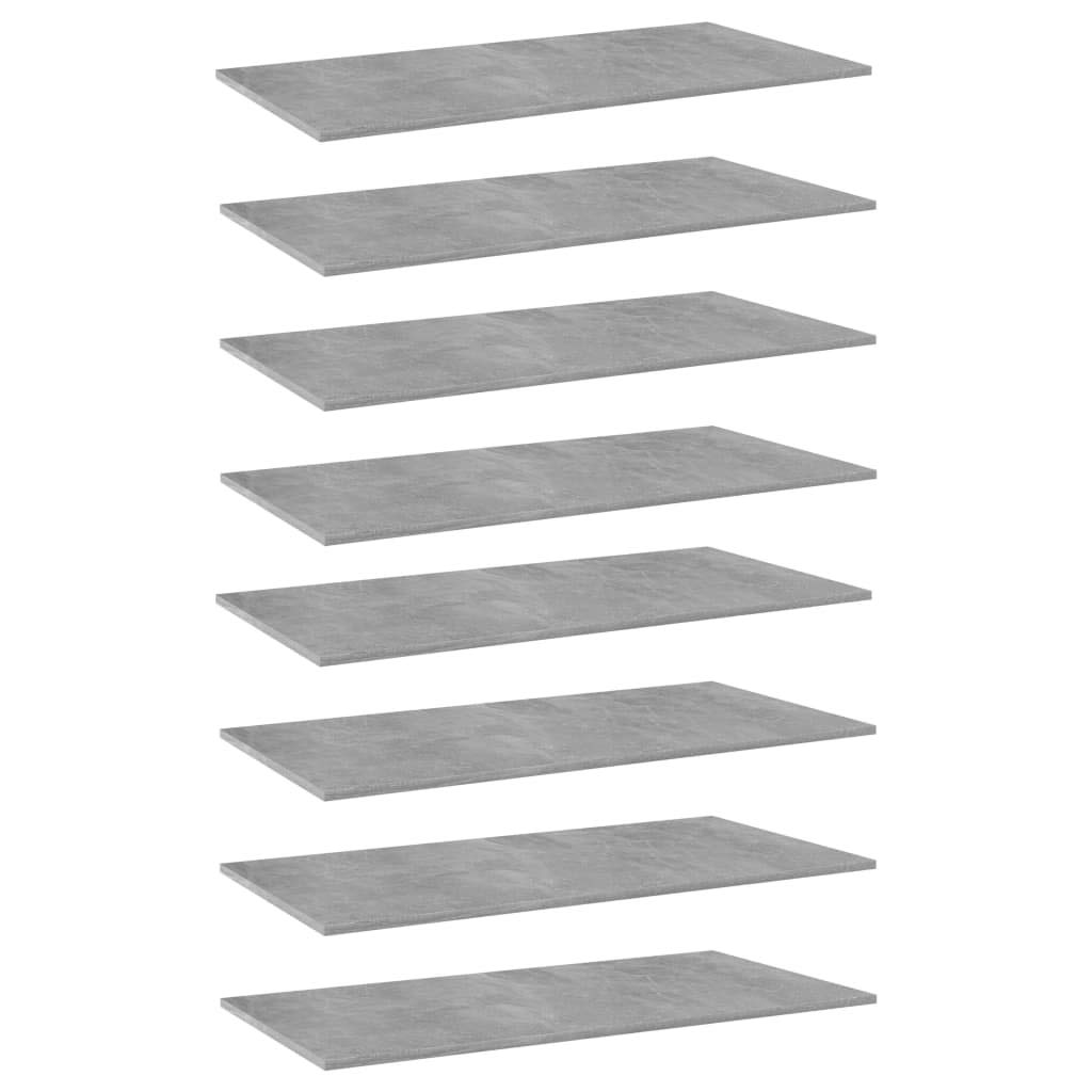 vidaXL Bookshelf Boards in Concrete Gray - 8 pcs - 31.5&quot; x 7.9&quot; x 0.6&quot; - Modern Designed Engineered Wood for Various Book Storage Needs.