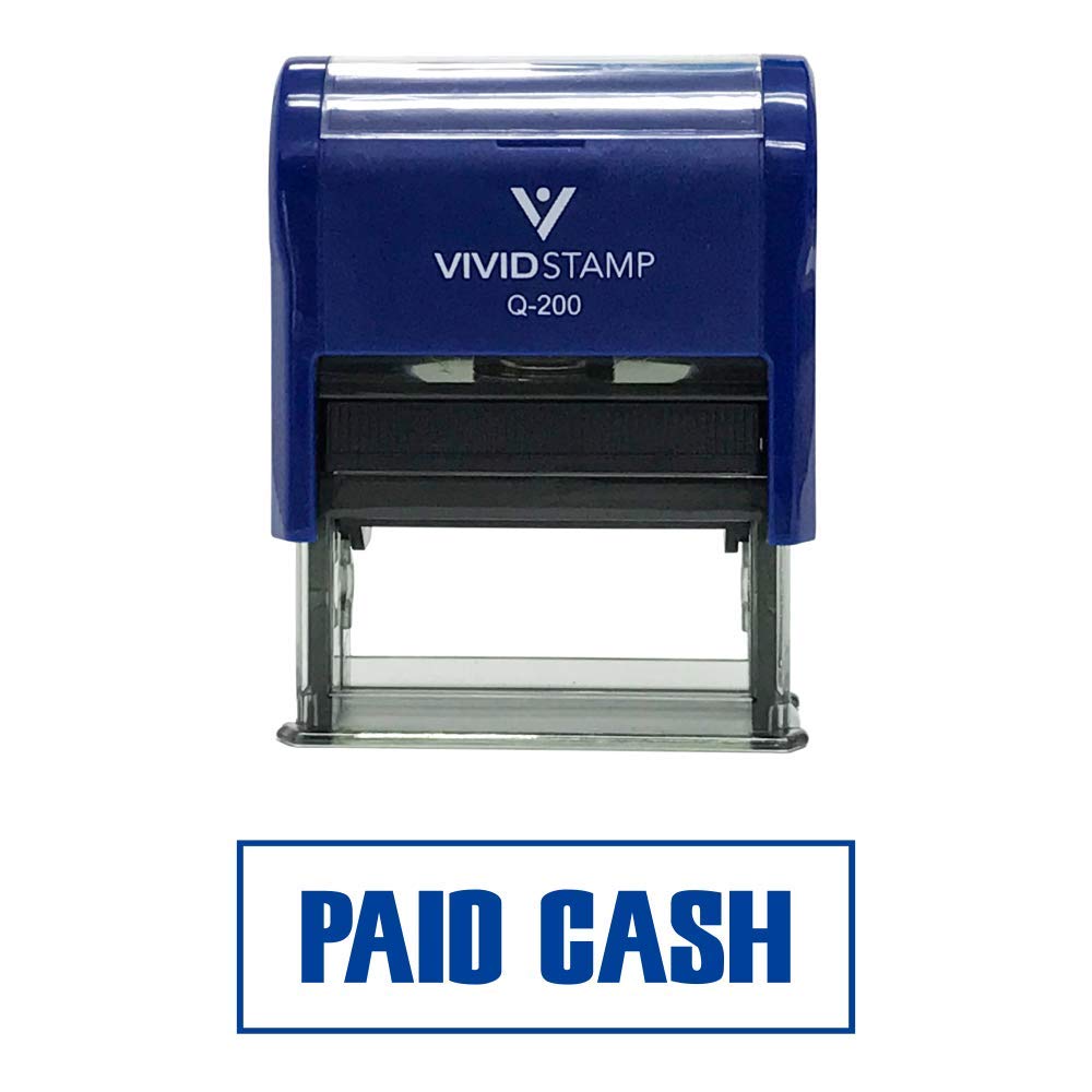 Paid Cash Self-Inking Office Rubber Stamp (Blue) - Medium