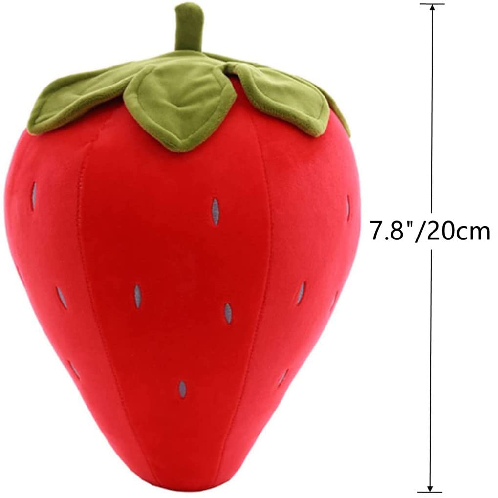 Cute Fruit Kids Pillow Stuffed Strawberry Plush Pillows Super Soft Girls Pillows Cushion Seat For Kids Toys (Red,7.8'/20Cm) 1 C