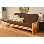 Kodiak Furniture Lodge Futon with Linen Fabric Mattress in Natural/Cocoa Brown