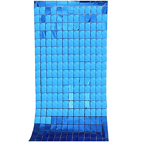 Atpata Funky Foil Box Curtains for Party Wall Backdrop or Doorway Decorations (Royal Blue)