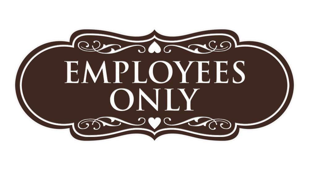 Designer Employees Only Sign | Easy Installation | Office Or Business Signs | Workplace Safety - Dark Brown - Large (1 Pack)