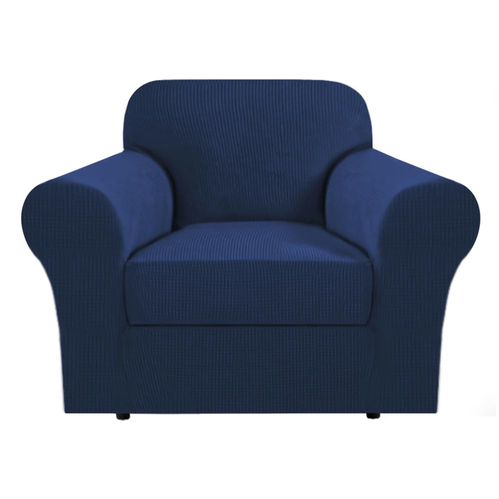 H.Versailtex Stretch Chair Covers Armchair 2 Piece Chair Covers For Living Room Furniture Cover Suit For T Cushion/Box Cushion,