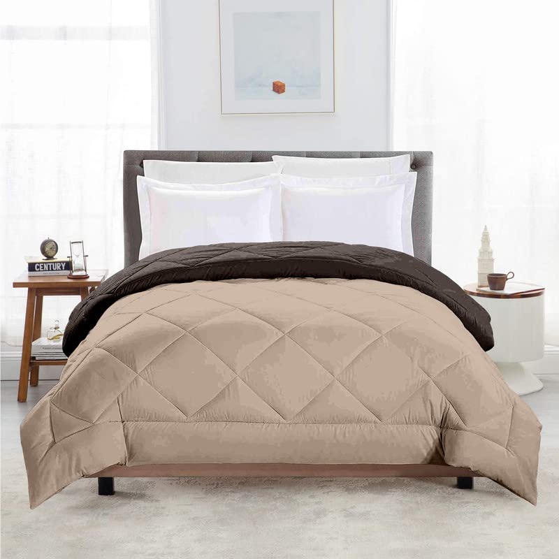 TundwalS Microfiber Reversible Solid Extra Comfort & Soft Comforter||Blanket Double Bed 210 Gsm Quilt Beige  Coffee 1 (Piece)