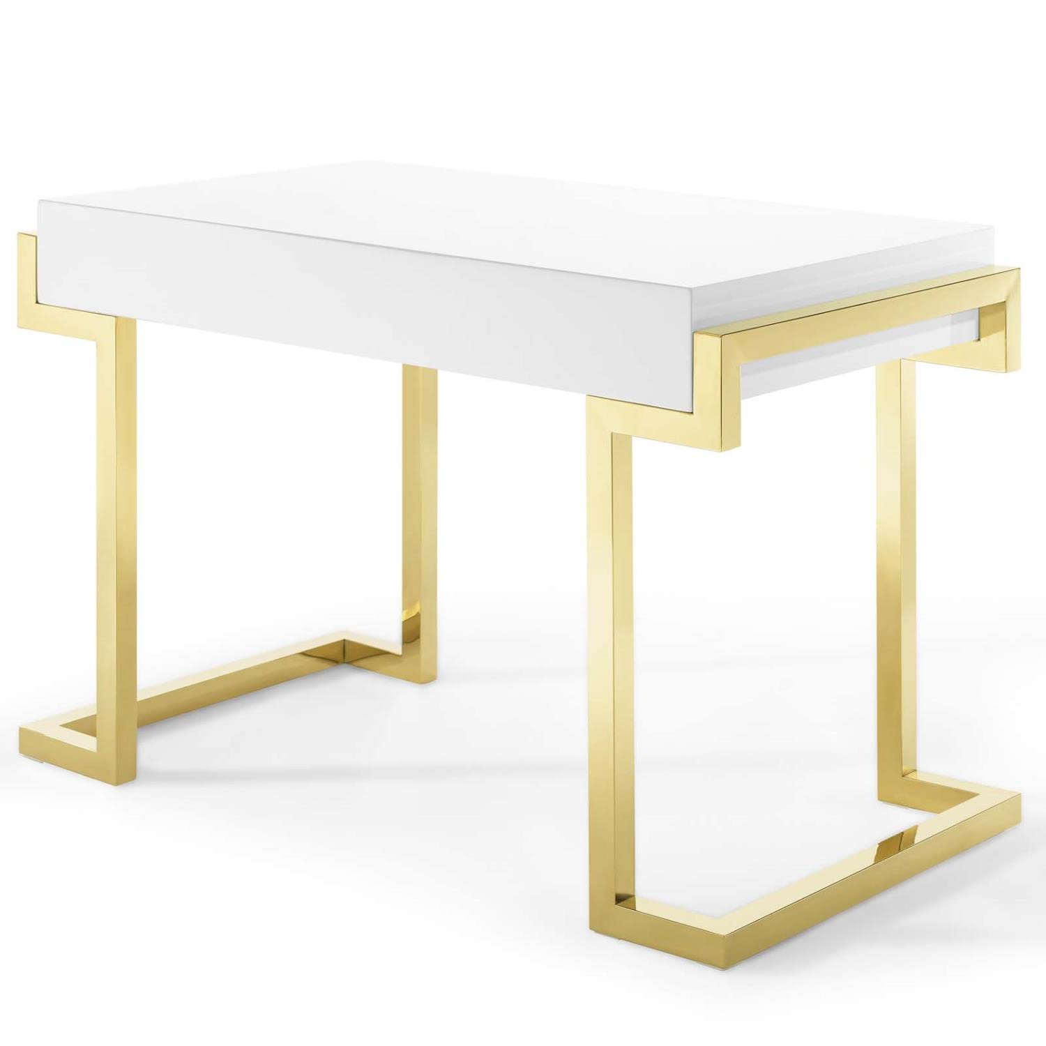 Modway Ring Office Desk, Gold White