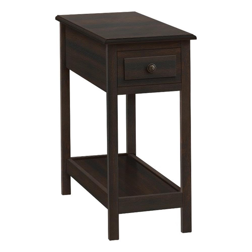 Monarch Specialties 3990 Accent, 2 Tier, End, Side Table, Narrow, Nightstand, Storage Drawer Table-25 H/Dark Walnut Veneer, 11.75&quot; L X 23.5&quot; W X 25&quot; H