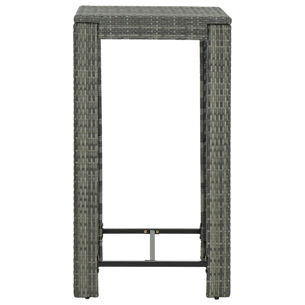 vidaXL Modern Patio Bar Table - Lightweight Poly Rattan Outdoor Table in Gray - 23.8"x23.8"x43.5"- Made with Durable PE Rattan and Powder-Coated Steel Frame - Suitable for Indoor and Outdoor Use
