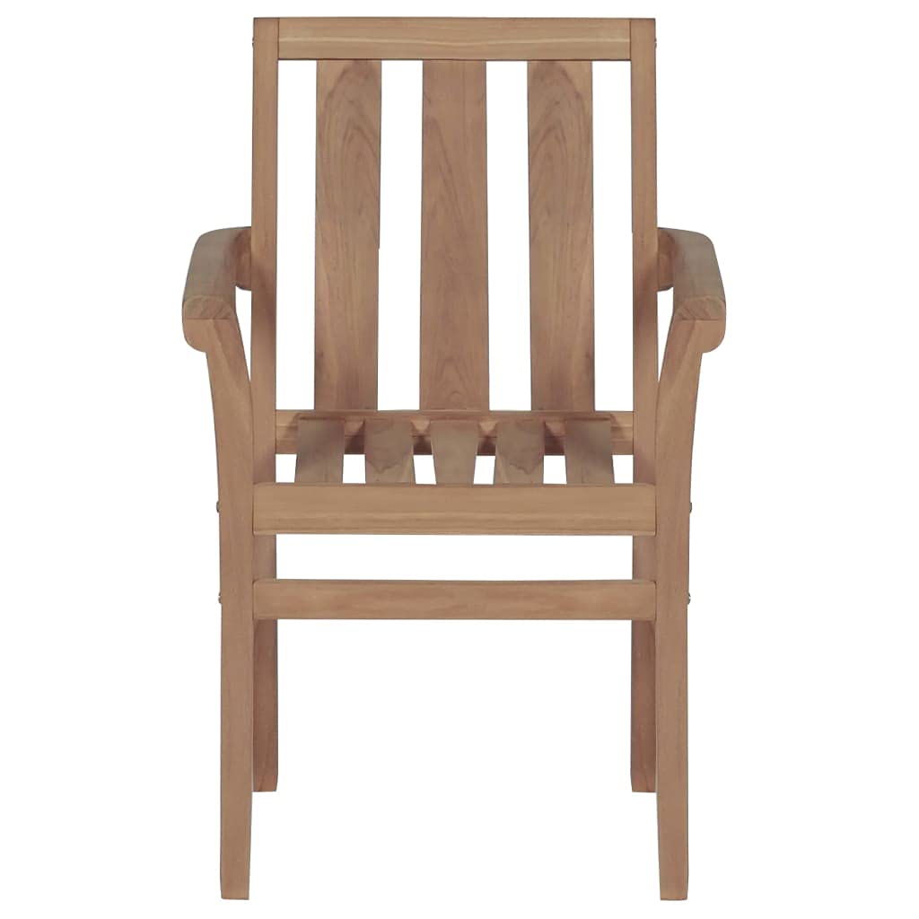 vidaXL Set of 6 Stackable Patio Chairs in Teak Wood - Timeless Design for Homes, Offices, Bars, and Cafes, Durable Outdoor/Indoor Furniture, Easy Assembly, Space-Saving Design.