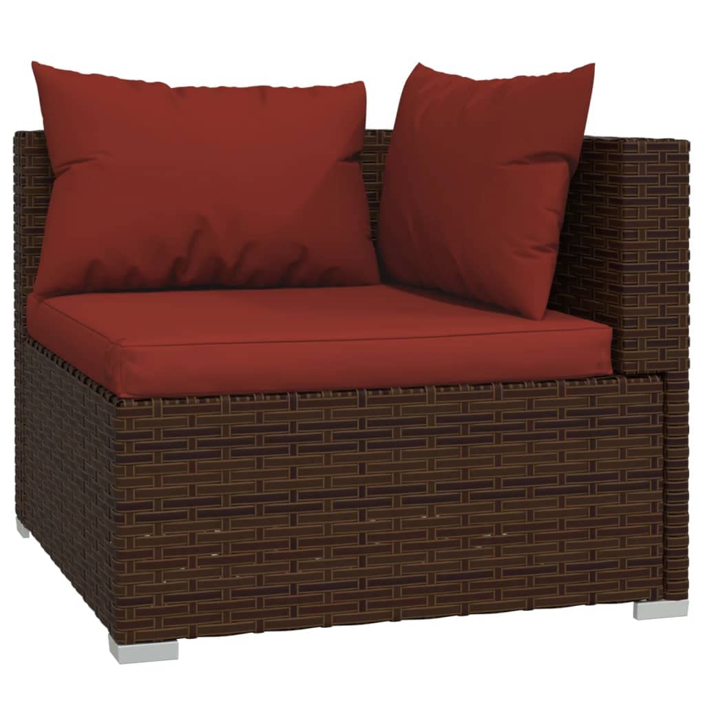 vidaXL Patio Lounge Set 9 Piece with Cushions Brown Poly Rattan Garden Seat