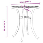 vidaXL White Cast Aluminum Outdoor/Indoor Patio Table - Round Garden Table 18.9x20.9 with Decorative Top Patterns and Sturdy Legs