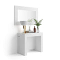 Mobili Fiver, Easy, Extendable Console Table With Extension Leaves Holder, 17,7(120,1) X35,4 In, Ashwood White, For 4-12 People, Space-Saving Dining Table, Italian Furniture