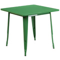 Flash Furniture Felix Commercial Grade 31.5" Square Green Metal Indoor-Outdoor Table