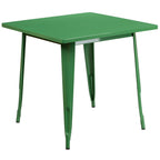Flash Furniture Felix Commercial Grade 31.5" Square Green Metal Indoor-Outdoor Table