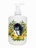 Caroline's Treasures CK2891SOAP Newfoundland Puppy in Sunflowers Ceramic Soap Dispenser Hand Soap Dispenser Pump Bottles for Bat