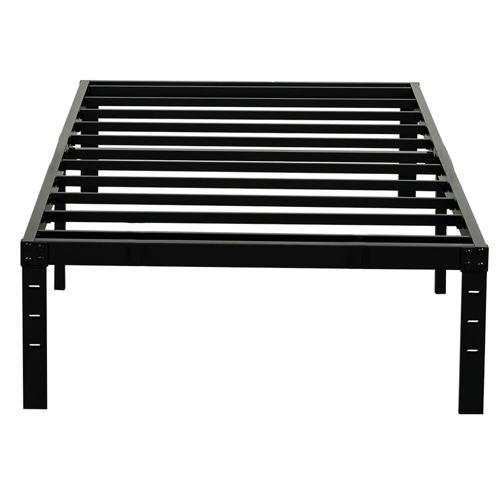 Wulanos Twin Size Bed Frame 18 Inches Tall, 3500Lbs Heavy Duty Metal Platform With Steel Slats Support, 18-Inch Bedframe With Ample Storage, No Box Spring Needed, Sturdy And Noise-Free, Black
