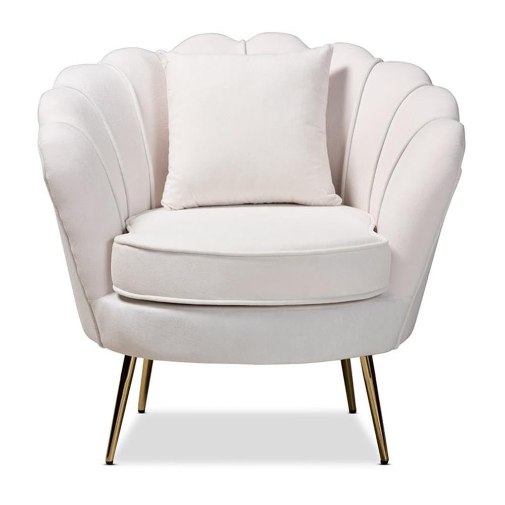 Baxton Studio Garson Beige and Gold Metal Finished Accent Chair