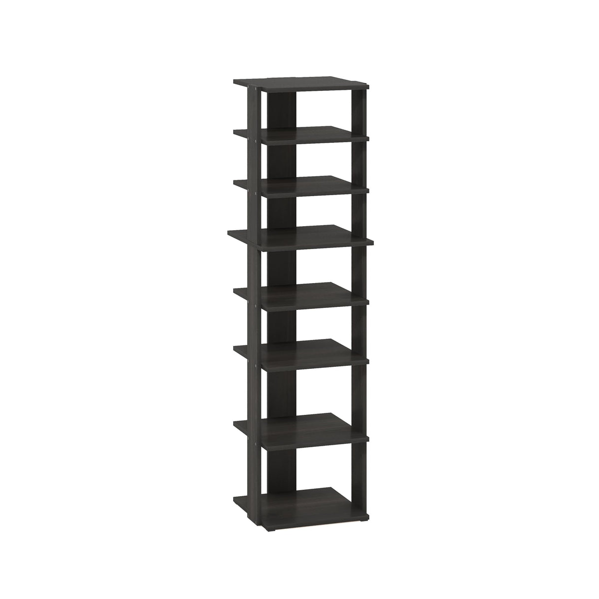 Furinno Compact 8-Tier Vertical Space Saving Free Standing Shoe Tower, Shoe Rack for Closet Entryway, Espresso