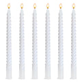 6 Pack 10 Inch White Spiral Taper Candles for Home Decor and Religious Ceremonies, Unscented Dripless Twisted Candlesticks for W
