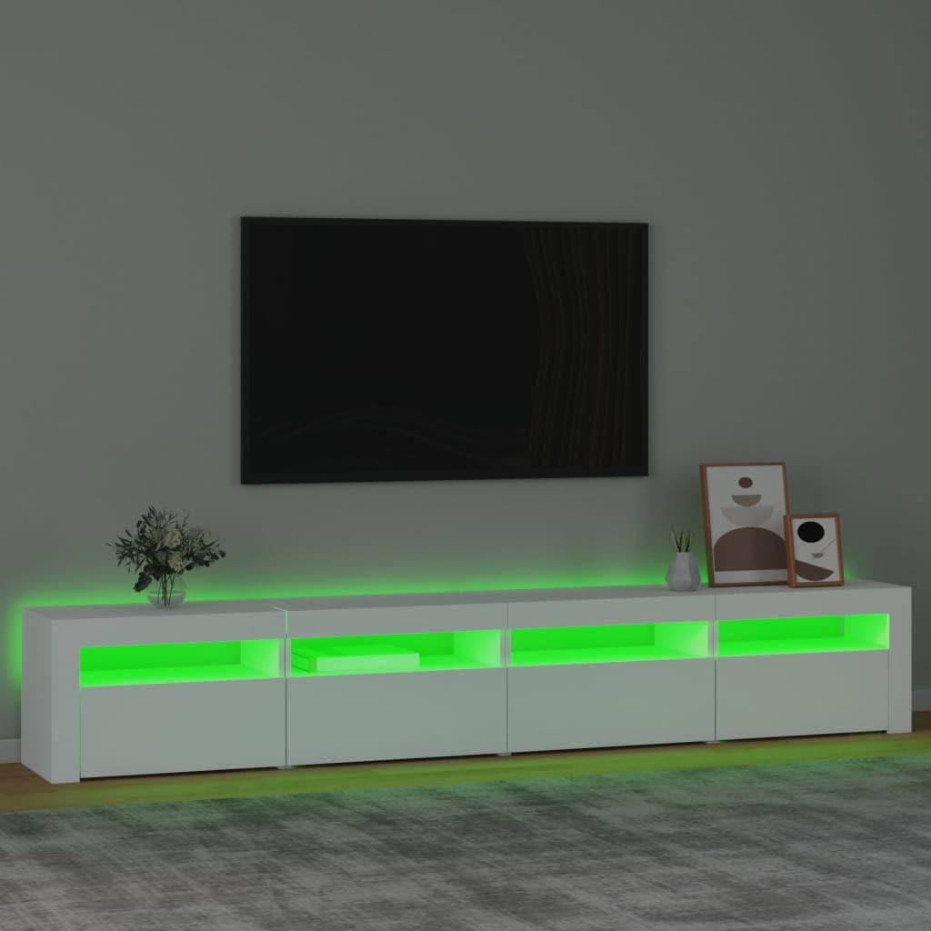 vidaXL TV Cabinet with LED Lights Home Bedroom Living Room Entertainment Center HiFi Side Cabinet TV Console Stand Media Unit Furniture White