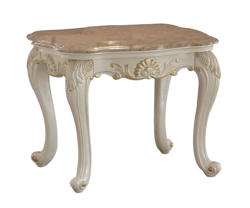 ACME Furniture Chantelle End Table Top, Marble/Pearl