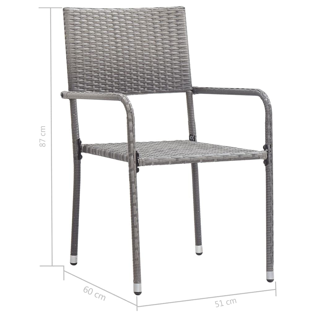 vidaXL Patio Dining Set 3 Piece Garden Outdoor Balcony Backyard Terrace Dinner Dinette Seating Table Chair Set Home Poly Rattan Anthracite & Gray