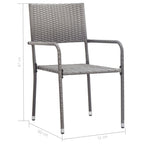 vidaXL Patio Dining Set 3 Piece Garden Outdoor Balcony Backyard Terrace Dinner Dinette Seating Table Chair Set Home Poly Rattan Anthracite & Gray