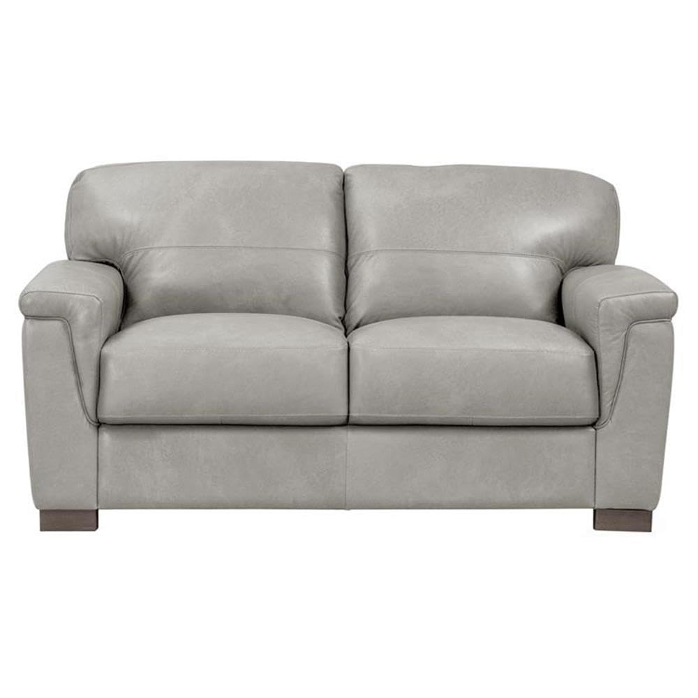 Acme Cornelia Upholstery Cushion Back Loveseat in Pearl Gray Leather