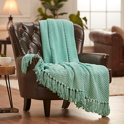 Chanasya Textured Knitted Super Soft Throw Blanket With Tassels - Warm Fluffy Cozy Plush - For Spring Fall Couch Bed Sofa Living
