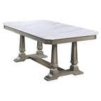 Acme Zumala Wooden Dining Table with Trestle Base in White and Weathered Oak