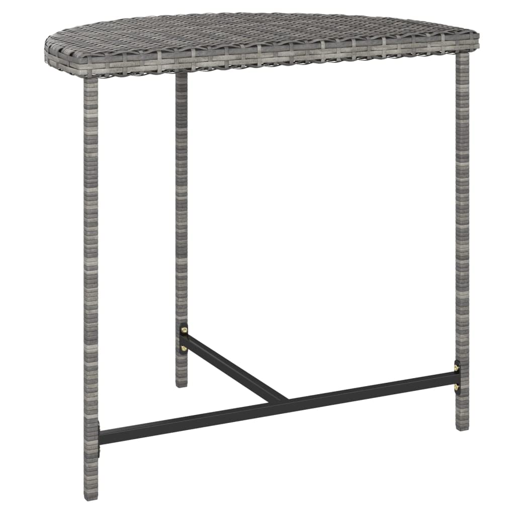 vidaXL Garden Table for Patio, Poly Rattan Material in Gray, Outdoor Furniture with Powder Coated Steel Frame, Assembly Required, Dimensions 31.5"x19.7"x29.5"