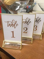 Niubee 12Pack 5 X 7 Clear Acrylic Wedding Table Number Holder Stands With Gold Borders, Double Sided Gold Picture Frames Sign Ho