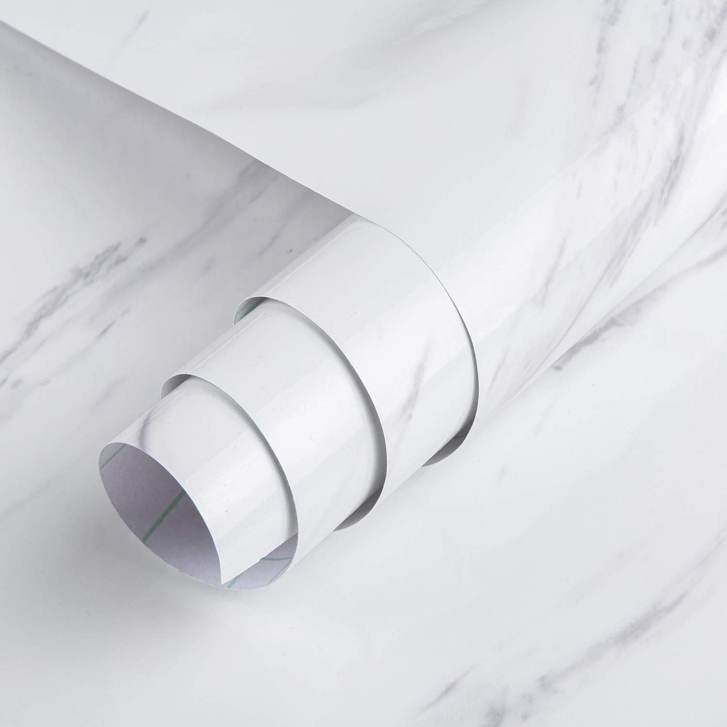 Creamy White Granite Wallpaper Peel Stick Shiny Thick Marble Contact Paper for Countertop 16x354inch Waterproof Oil Proof Self A