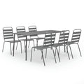 vidaXL 7-Piece Contemporary Patio Dining Set, Dark Gray - Industrial-Style Outdoor Furniture Set with Stackable Chairs, Durable Steel Construction