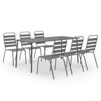 vidaXL 7-Piece Contemporary Patio Dining Set, Dark Gray - Industrial-Style Outdoor Furniture Set with Stackable Chairs, Durable Steel Construction