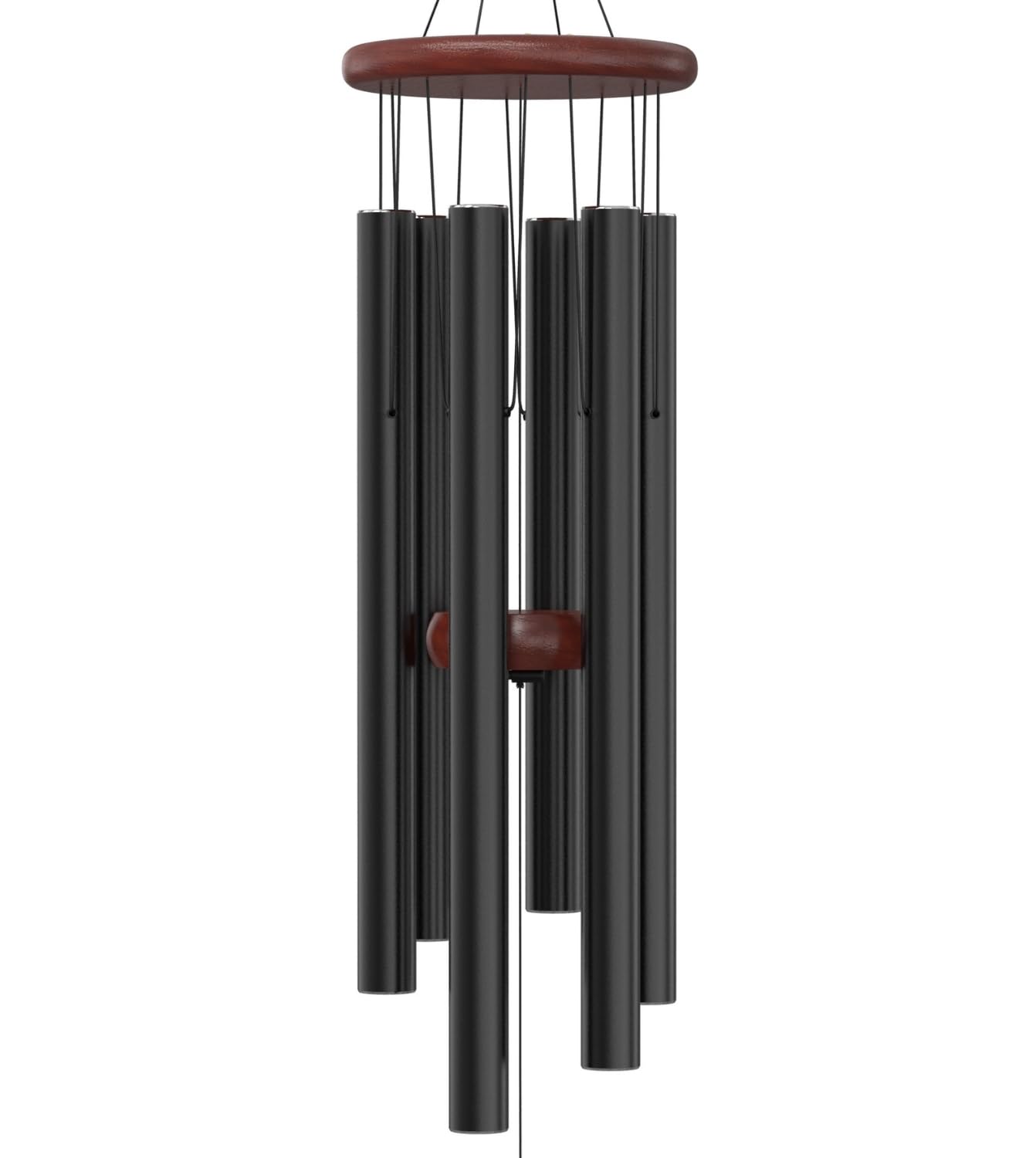 Nalulu Wind Chime - Black 28' Wind Chimes For Outside, Outdoor Modern Metal Windchimes, Hand Tuned With Calming Deep Low Tones,