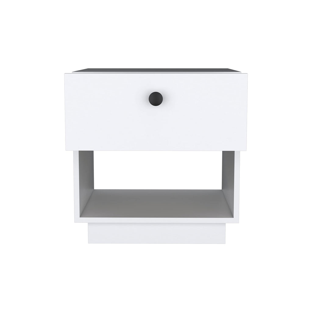 Single Drawer Nightstand 19&Quot; H With Open Storage Shelf, White