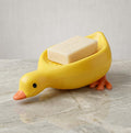 Duck Shape Soap Holder with Drainage, Plastic Soap Dish for Sink Edge or Countertop Bar Soap & Sponge Holder (Yellow)
