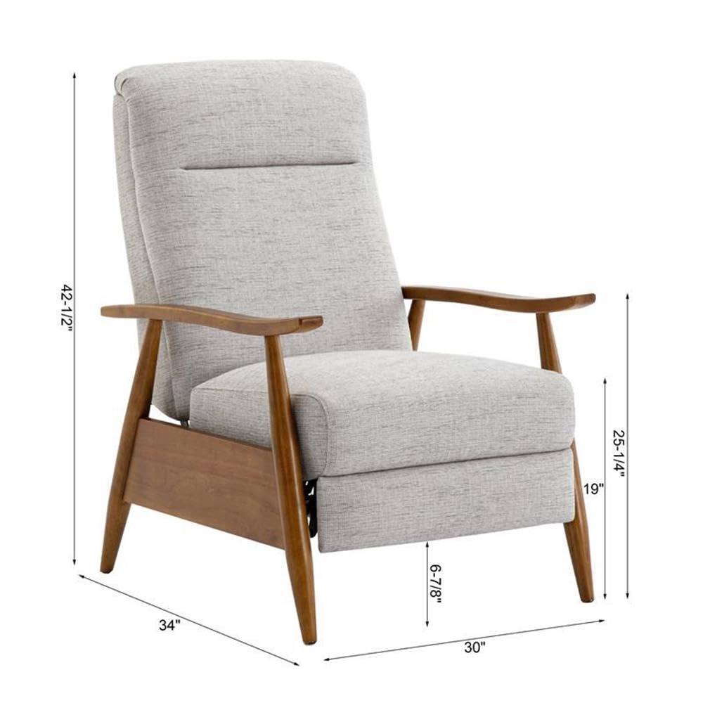 Comfort Pointe Terni Wood Arm Push Back Recliner in Sea Oat Beige Performance Fabric