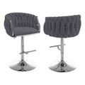 Best Quality Furniture Dark Gray Adjustable Velvet Barstools With Chrome (Set Of 2)