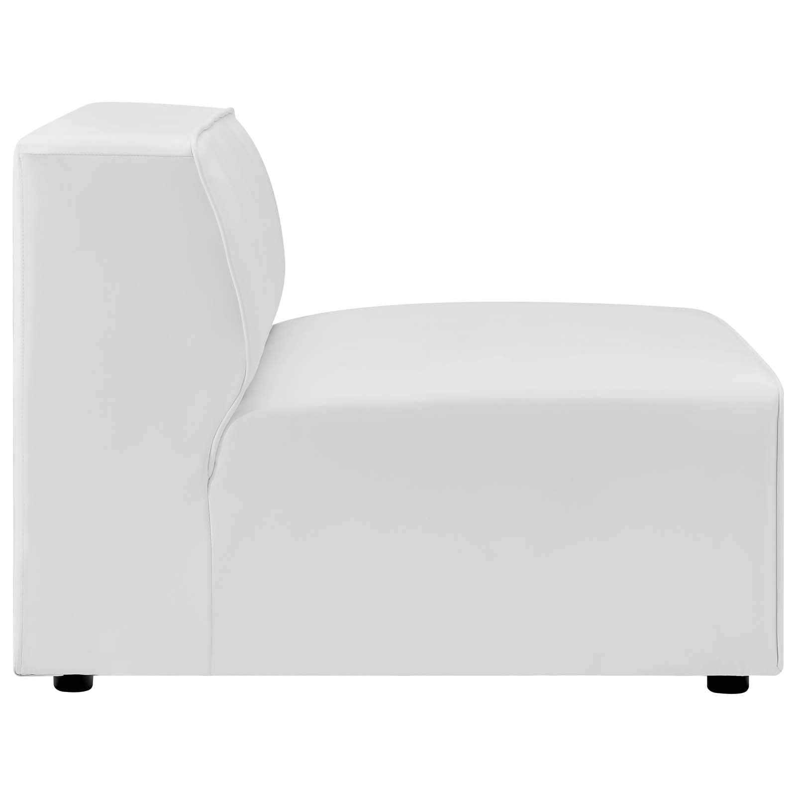 Modway Mingle Vegan Leather Sectional Sofa Armless Chair in White