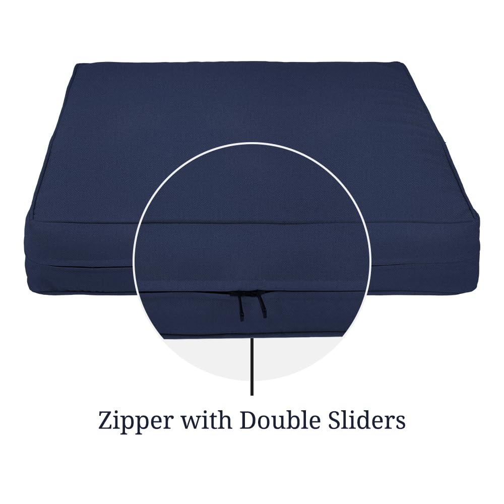 Covers & All Square Outdoor Cushion Covers For Patio Furniture Sets, Water, Tear & Uv Resistant Polyester Cushion Slipcover With Zippers (Pack Of 2) (36' L X 36' W X 4' Thick, Navy Blue)